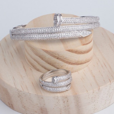 Cartier Juste Un Clou Bracelet And Ring Set for Women White